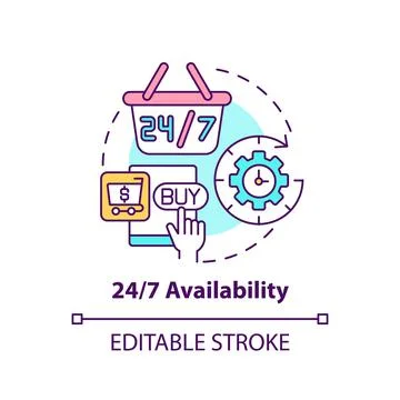 24 7 availability concept icon Stock Illustration