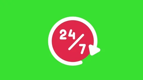 24/ 7 Availability Icon Animation. | Stock Video | Pond5