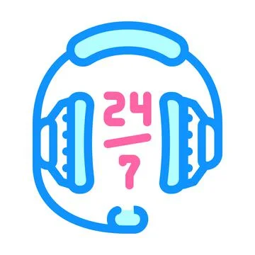 24 7 call center work color icon vector illustration イラスト素材