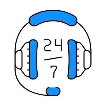 24 7 call center work icon color illustration イラスト素材