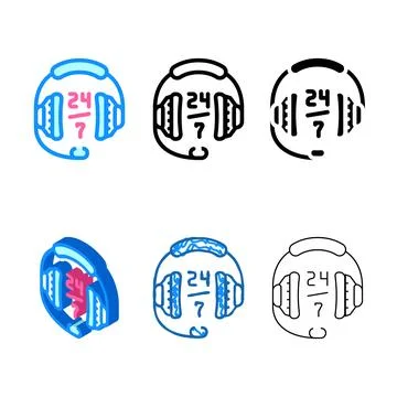 24 7 call center work color icon diversity vector イラスト素材
