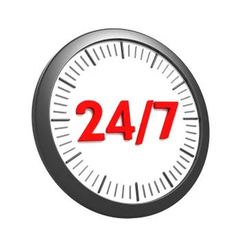 24 7 clock concept  3d illustration Stock Illustration