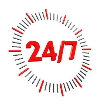 24 7 clock Stock Illustration