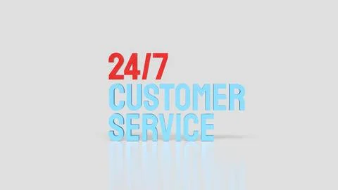 24 7 Customer Service Support Concept Modern Blue Text Illustration 3d render Stock Photos