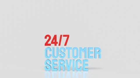 24 7 Customer Service Support Concept Modern Blue Text Illustration 3d render Stock Photos