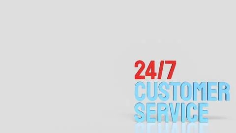 24 7 Customer Service Support Concept Modern Blue Text Illustration 3d render Stock Photos