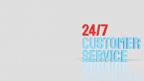 24 7 Customer Service Support Concept Modern Blue Text Illustration 3d render Stock Photos