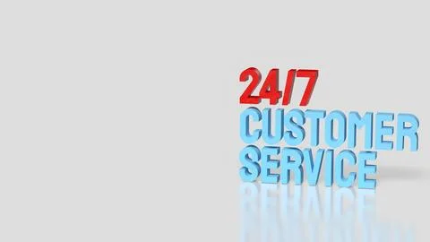 24 7 Customer Service Support Concept Modern Blue Text Illustration 3d render Stock Photos