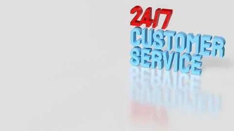 24 7 Customer Service Support Concept Modern Blue Text Illustration 3d render Stock Photos
