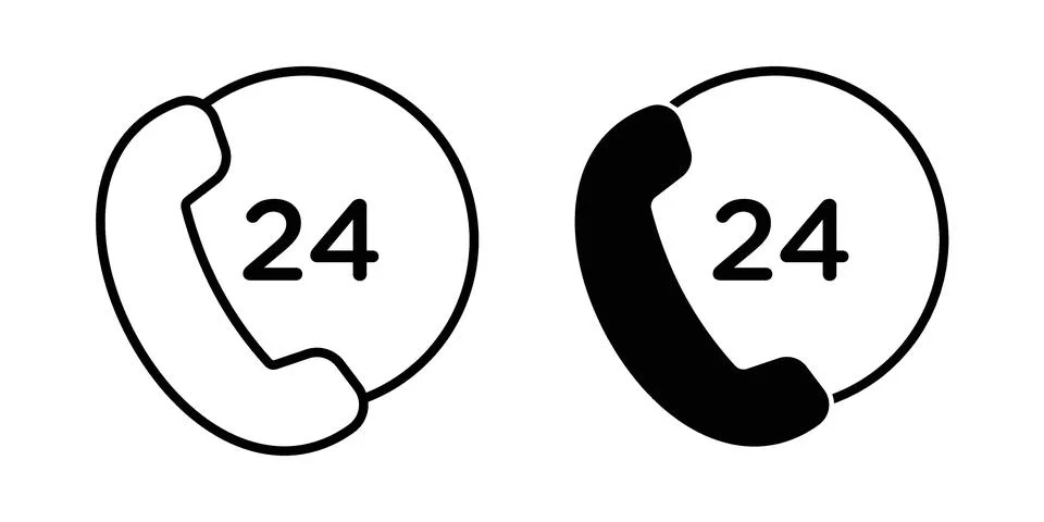24 7 Emergency call services icon bundle for website design projects Stock Illustration