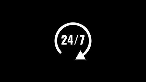 24 7 icon animation on a black background Stock Footage 310220198