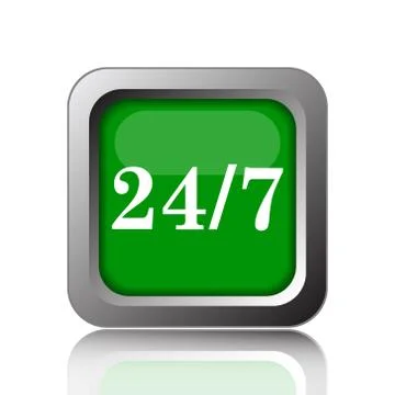 24 7 icon. Internet button on black background.. Stock Illustration