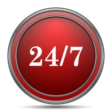 24 7 icon. Internet button on white background.. Stock Illustration