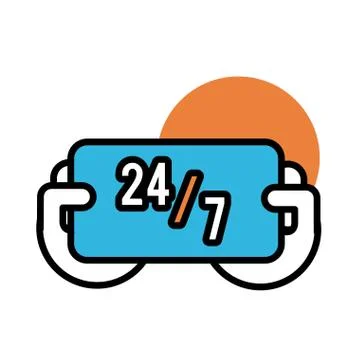 24 7 label commerce line and fill style icon Illustrazione stock