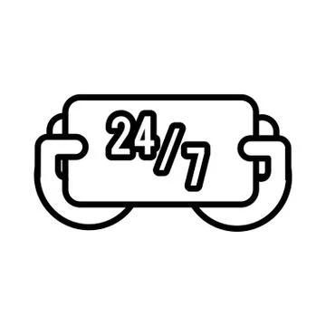 24 7 label commerce line style icon Stock Illustration