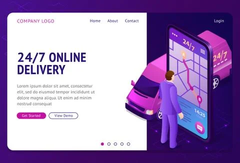 24 7 online delivery vector banner Illustrazione stock