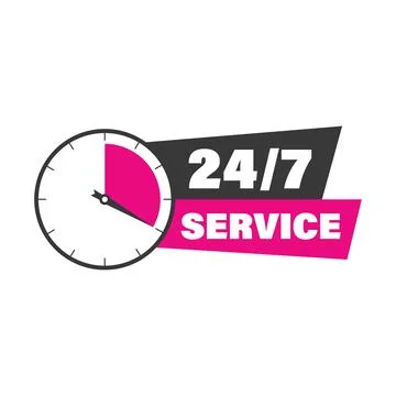 24-7 open concept. Support service icon Stock Illustration