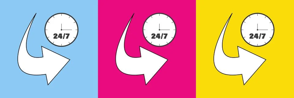 24-7 open concept. Support service set of posters イラスト素材