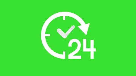24 by 7 Operating Hours Icon Animation on Green Screen 4K Video stock 314757344