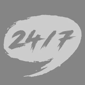 24 7 Ragged Speech Bubble Call Center vector Stock Illustration