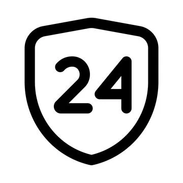 24 by 7 security icon. Editable line icon. Professional and modern outline .. Stock Illustration