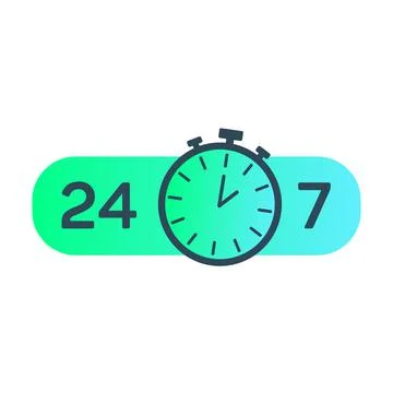 24-7 service. 24 hours a day and 7 days a week service icon. Support service Stock Illustration