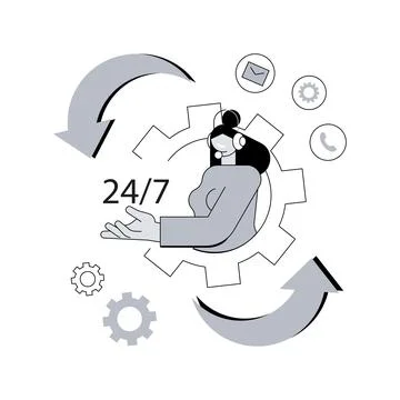 24 for 7 service abstract concept vector illustration. Stock Illustration