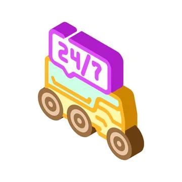 24 7 service autonomous delivery isometric icon vector illustration Illustrazione stock