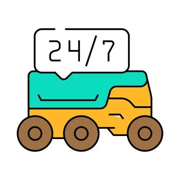 24 7 service autonomous delivery icon color illustration Stock Illustration