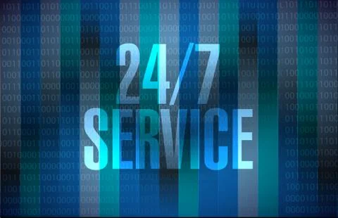 24-7 service binary sign concept illustration Stockillustratie