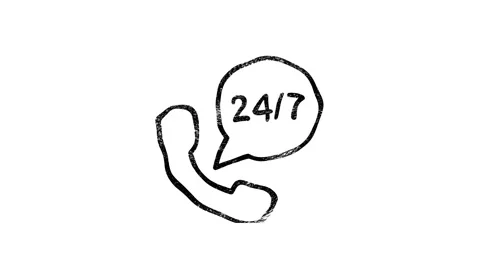 24 7 support icon in hand draw style. Motion graphics Stockbeeldmateriaal 151561157