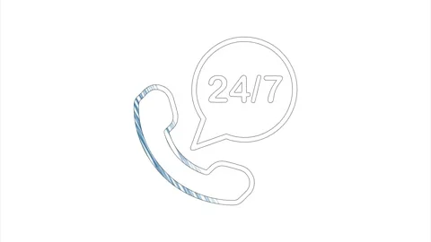 24 7 support icon in hand draw style. Motion graphics Stock Footage 151564488