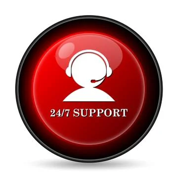 24-7 support icon. internet button on white background.. Stock Illustration