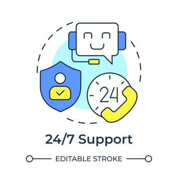 24 7 support multi color concept icon Stock Illustration