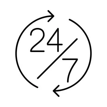 24 7 Support thin line symbol, Icon. Vector Illustration Stock Illustration