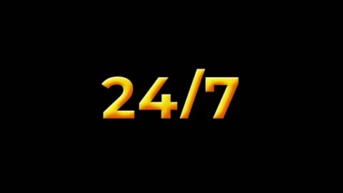 24 7 Wobbly Animated Text on Black Background Stock Footage 165073769
