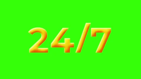 24 7 Woobly Animated Text on Green Background Stock Footage 165073816