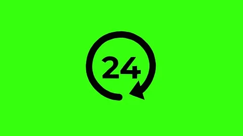 24 7 Working, service, Support, Help Icon Animation on Green Background Stock Footage 165352279