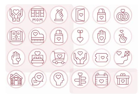 24 Affection Editable Vector Icons in High Resolution Thin Line Aesthetic Stock Illustration