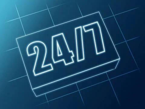 24 and 7 Stock Illustration