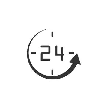 24, assistance, support, shopping icon. Vector illustration, flat design. Stock Illustration