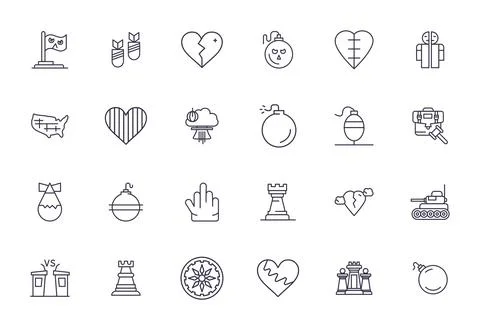 24 Bold Line Grid Fitted Vector Icons crafted for Conflict 128x128 applicatio Stock Illustration
