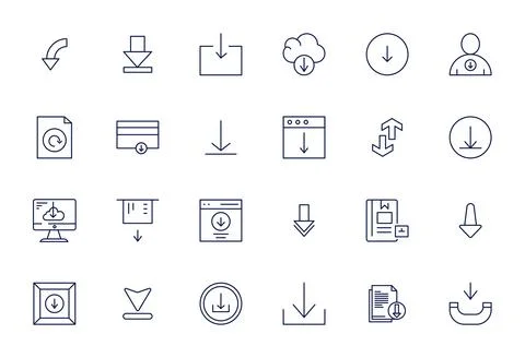 24 Bold Line Pixel Aligned Vector Icons tailored for Download File 128x128 .. Stock Illustration