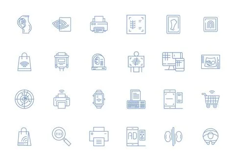 24 Bold Line Pixel Aligned Vector Icons crafted for Scan 128x128 applications 스톡 일러스트