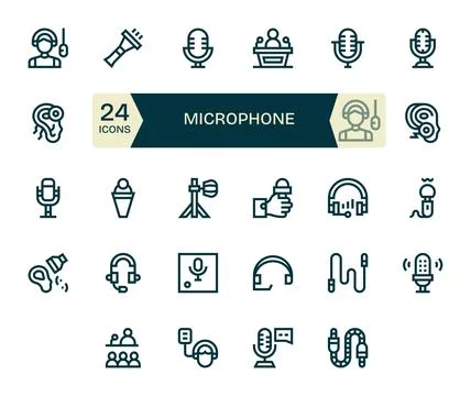 24 Bold Line Pixel Optimized 128x128 Vector Icons from Microphone Suite Illustrazione stock