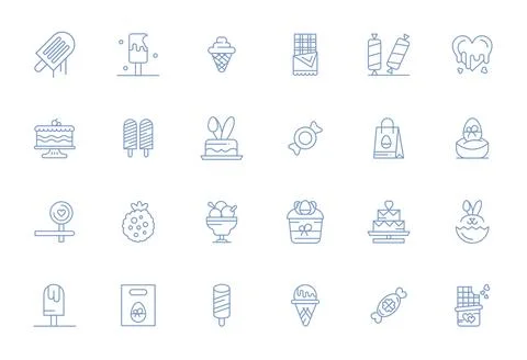 24 Bold Line PIXEL Perfect Vector Icons tailored for Chocolate High Resolut.. Stock Illustration