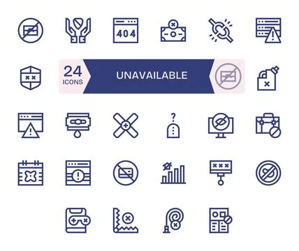 24 Bold Line PIXEL Perfect Vector Icons tailored for Unavailable Retina Rea.. Stock Illustration