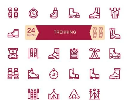 24 Bold Line PIXEL Perfect 64x64 Vector Icons from Trekking Suite Stock Illustration