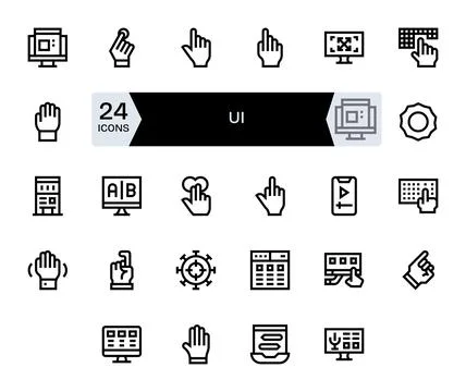 24 Bold Line Vector Icons designed for Ui in 256x256 Display Perfect format イラスト素材