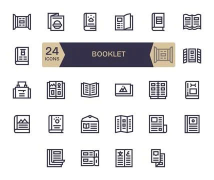 24 Bold Line Vector Icons designed for Booklet in 128x128 Pixel Aligned forma Stock Illustration